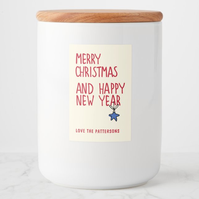 Merry Christmas Simple Modern Typography Food Label (Front)