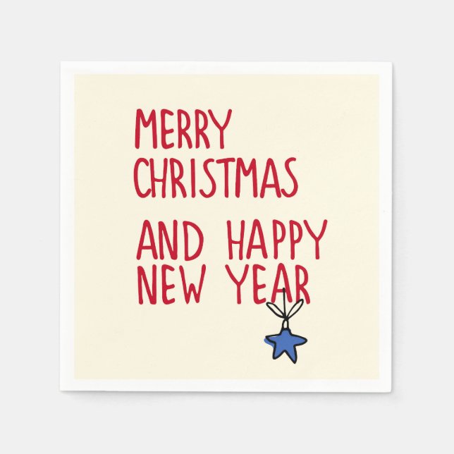 Merry Christmas Simple Modern Typography Napkin (Front)