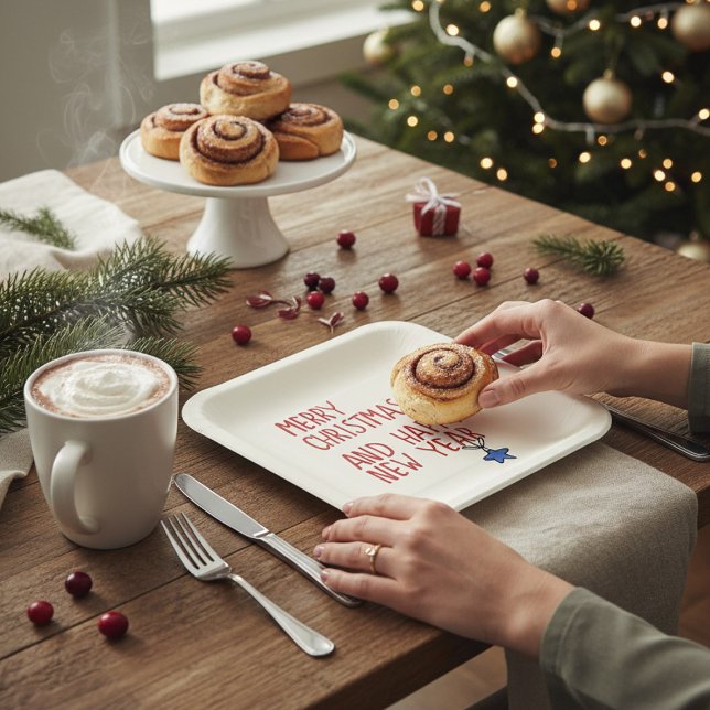 Merry Christmas Simple Modern Typography Paper Plate (Creator Uploaded)