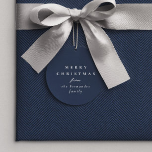 Merry Christmas simple navy blue personalised gift Favour Tags