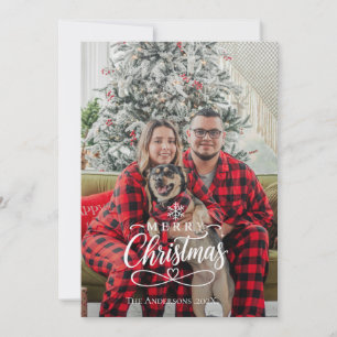 Merry Christmas simple one photo family Holiday Card
