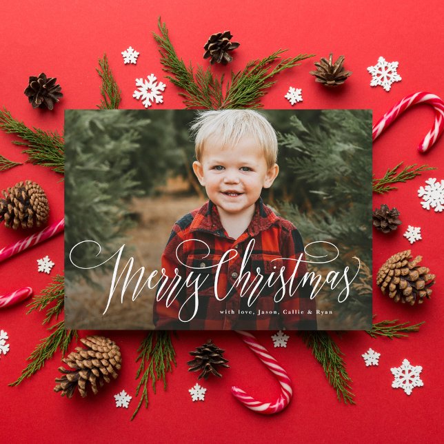 Merry Christmas simple one photo family Holiday Card (Creator Uploaded)