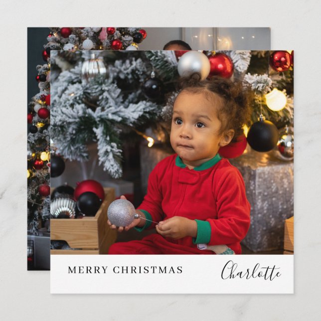 Merry Christmas Simple Personalised Holiday Card (Front/Back)