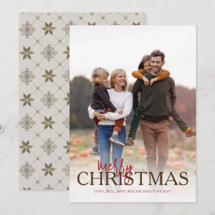 Merry Christmas Simple Photo Elegant Neutral Star Holiday Card
