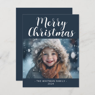 Merry Christmas Simple Photo Modern  Holiday Card