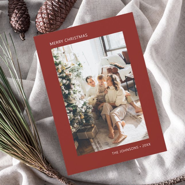 Merry Christmas Simple Photo Red Holiday Card (Creator Uploaded)