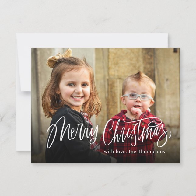 Merry Christmas Simple Photo Red Holiday Card (Front)