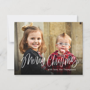 Merry Christmas Simple Photo Red Holiday Card