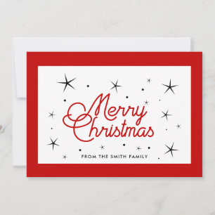 Merry Christmas simple red and white Holiday Card