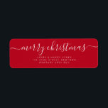 Merry Christmas Simple Red Hand Lettered Label<br><div class="desc">Add a charming touch to your book collection with our Cute Book Plates from the Library. Perfect for personalising your favourite reads,  these adorable book plates make a delightful gift for book lovers and help keep your library organised.
Designed By The Arty Apples</div>