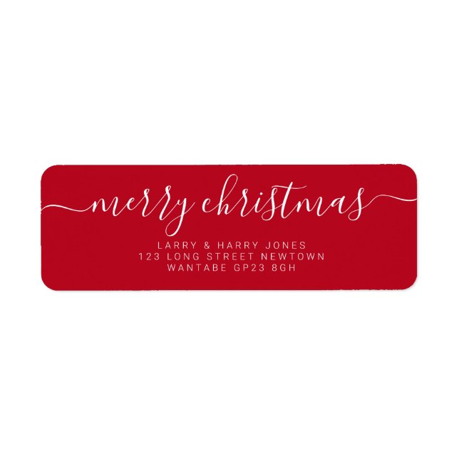 Merry Christmas Simple Red Hand Lettered Label (Front)