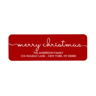 Merry Christmas Simple Red Hand Lettered Label