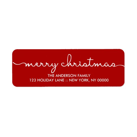 Merry Christmas Simple Red Hand Lettered Label Return Address Label