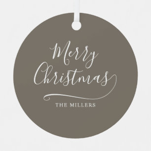 Merry Christmas Simple Script Metal Tree Decoration