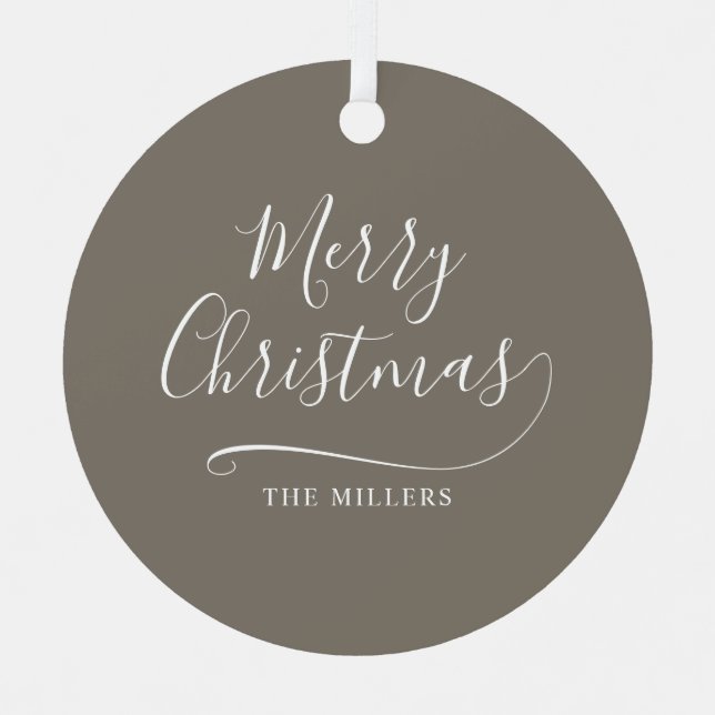 Merry Christmas Simple Script Metal Tree Decoration (Front)