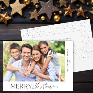 Merry Christmas Simple Script Photo Holiday Card