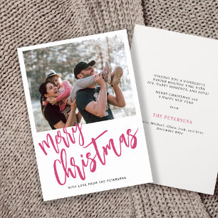 Merry Christmas simple script photo Holiday Card
