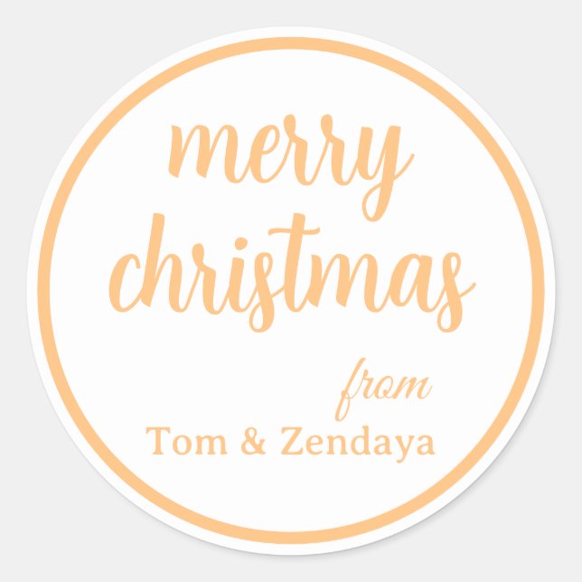 Merry Christmas Simple Stylish Modern Minimal Mono Classic Round Sticker (Front)