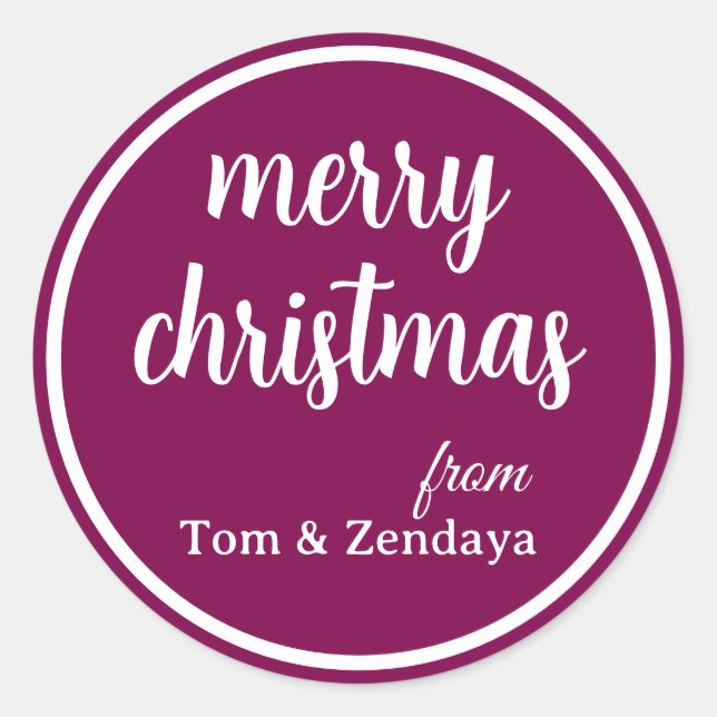 Merry Christmas Simple Stylish Modern Minimal Mono Classic Round Sticker (Front)