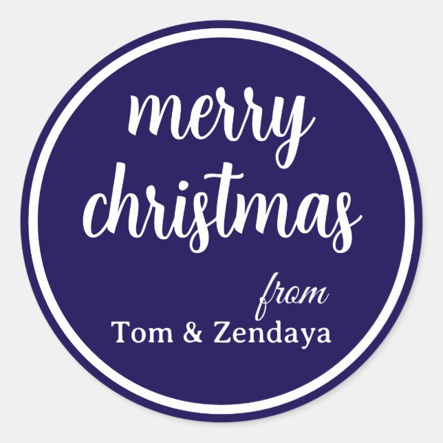 Merry Christmas Simple Stylish Modern Minimal Mono Classic Round Sticker (Front)