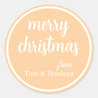 Merry Christmas Simple Stylish Modern Minimal Mono Classic Round Sticker