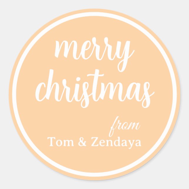 Merry Christmas Simple Stylish Modern Minimal Mono Classic Round Sticker (Front)