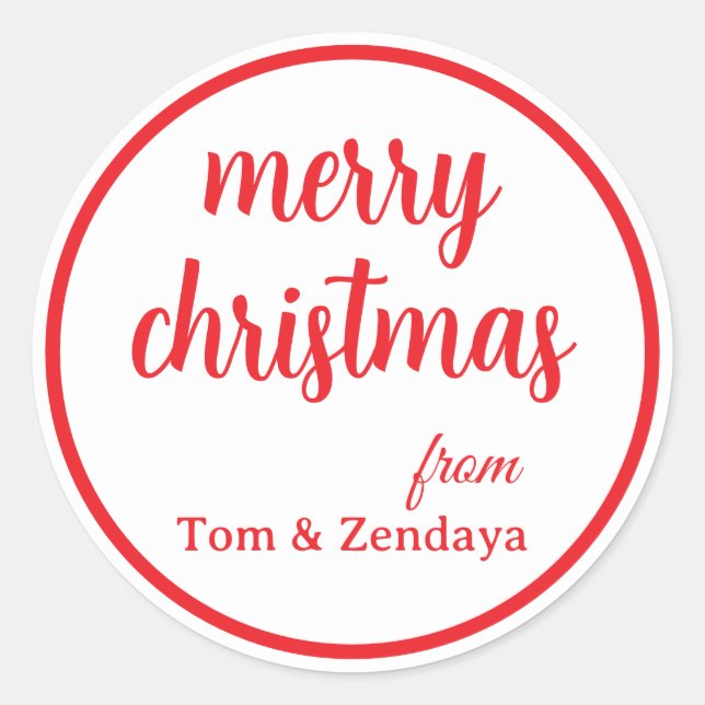 Merry Christmas Simple Stylish Modern Minimal Mono Classic Round Sticker (Front)