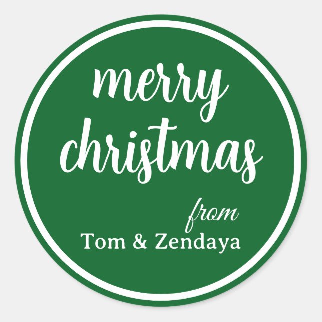 Merry Christmas Simple Stylish Modern Minimal Mono Classic Round Sticker (Front)