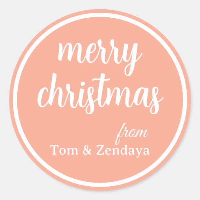 Merry Christmas Simple Stylish Modern Minimal Mono Classic Round Sticker (Front)