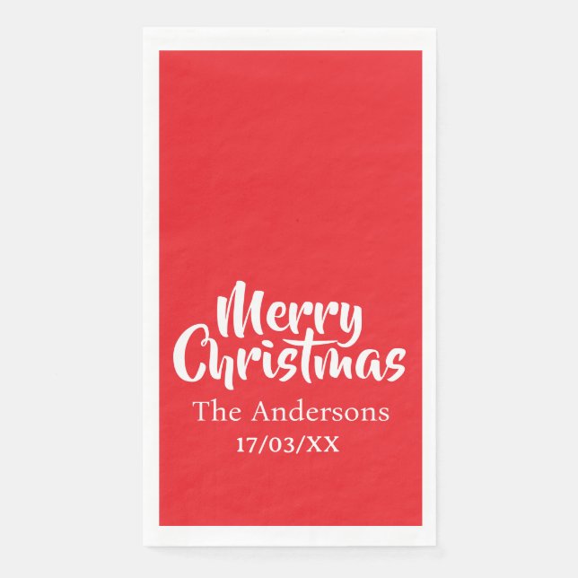 Merry Christmas Simple Stylish Modern Minimal Mono Napkin (Front)