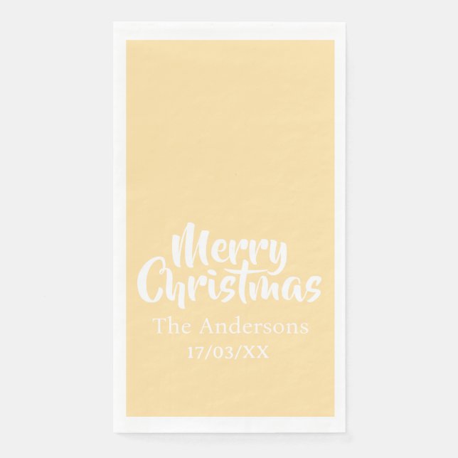 Merry Christmas Simple Stylish Modern Minimal Mono Napkin (Front)
