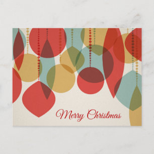 Merry Christmas Simplified Retro Ornaments Holiday Postcard