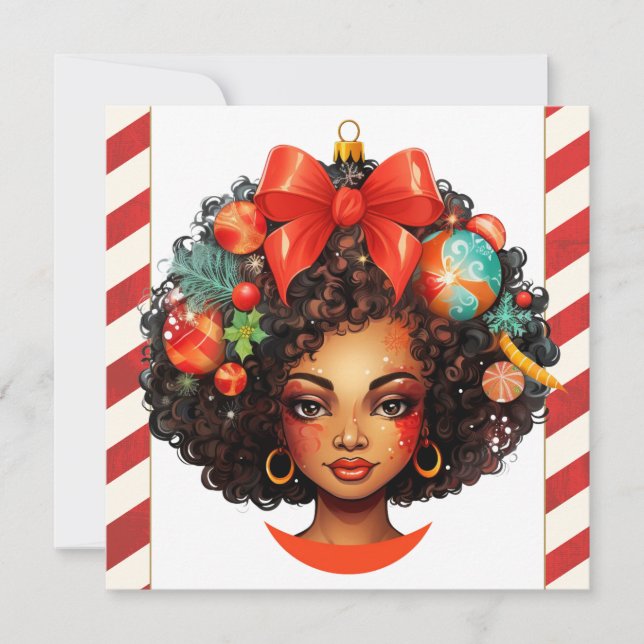 Merry Christmas Sista Black Girl Xmas Magic Woman Holiday Card (Front)