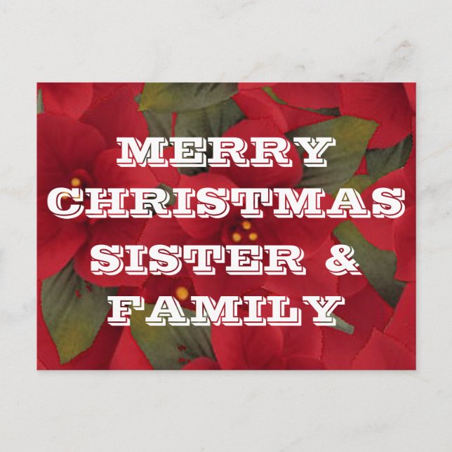 Merry Christmas Sister, Family Postcard (Front)