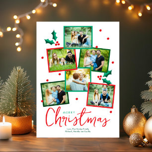 Merry Christmas Six Photo Collage Christmas Card