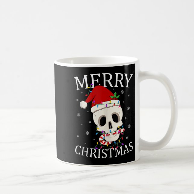 Merry Christmas Skeleton Skull Xmas Lights Men Wom Coffee Mug (Right)