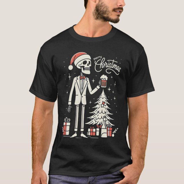 Merry Christmas Skeleton  T-Shirt (Front)