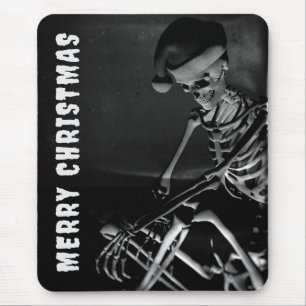 Merry Christmas. Skeleton with Santa hat Mouse Mat