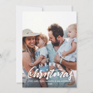 MERRY CHRISTMAS Sketched Personalised Photo Holiday Card