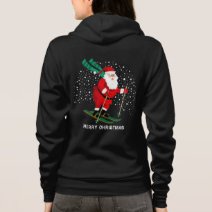 Merry Christmas Skiing Santa Winter Personalised Hoodie
