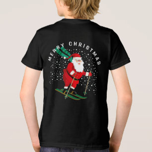 Merry Christmas Skiing Santa Winter Personalised Tri-Blend Shirt