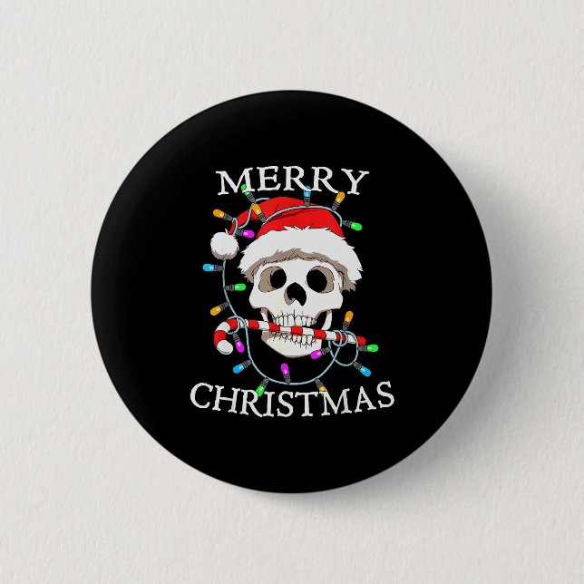 Merry Christmas Skull Skeleton Men Women  6 Cm Round Badge (Front)