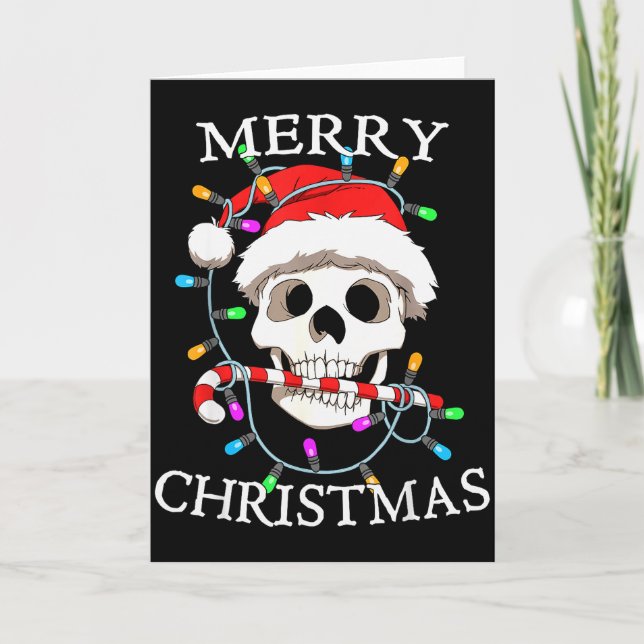 Merry Christmas Skull Skeleton Men Women  Card (Front)