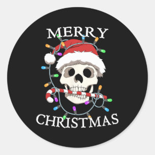 Merry Christmas Skull Skeleton Men Women Classic Round Sticker