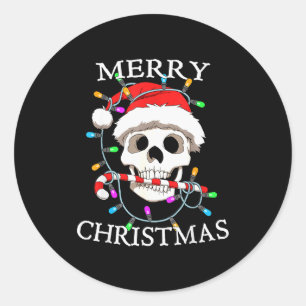 Merry Christmas Skull Skeleton Men Women  Classic Round Sticker