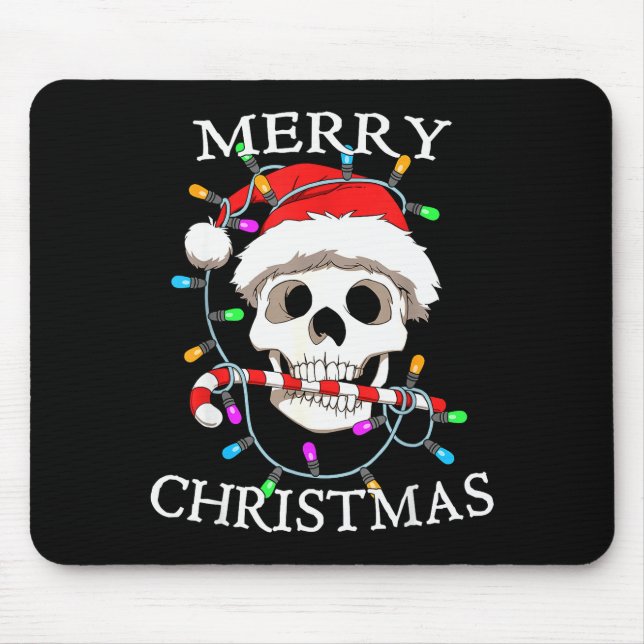 Merry Christmas Skull Skeleton Men Women  Mouse Mat (Front)