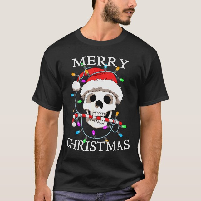 Merry Christmas Skull Skeleton Men Women  T-Shirt (Front)