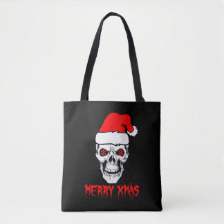 Merry Christmas Skull Tshirt Tote Bag