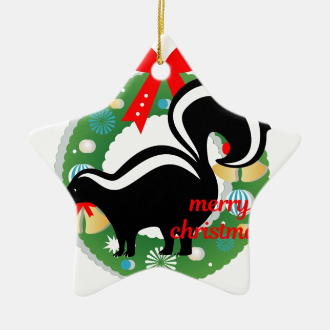 merry christmas skunk ceramic tree decoration (Front)