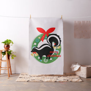 merry christmas skunk fabric